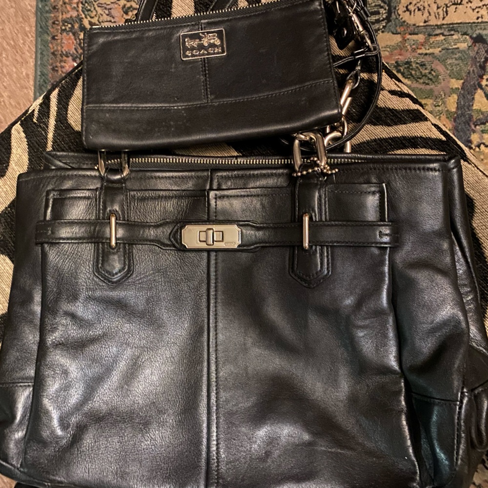 Genuine leather coach bag wallet included